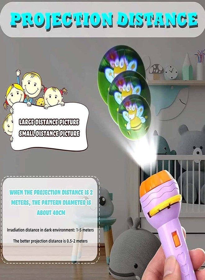 Fagva Mini Slide Projector Flashlight Torch, Kids Projection Light Toy Slide Flashlight Lamp Education Learning Night Light Before Going to Bed (Multi-Color) - Image 4